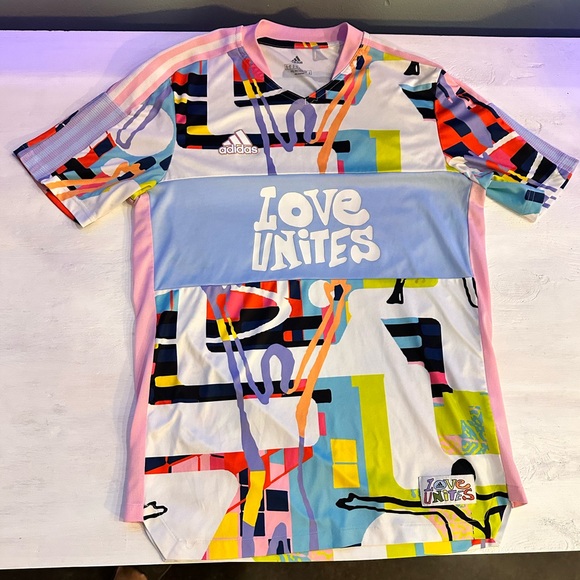 AOP Adidas Love Unites Allover Multicolor Jersey - Picture 2 of 14